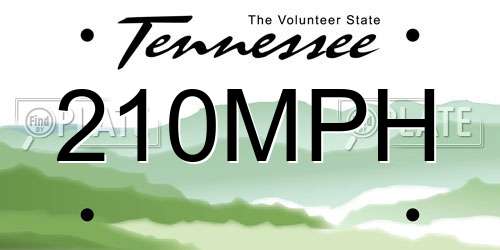 210MPH Tennessee License Plate