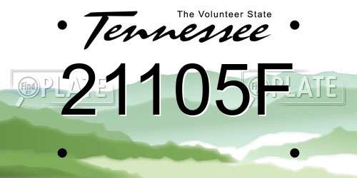 21105F Tennessee License Plate