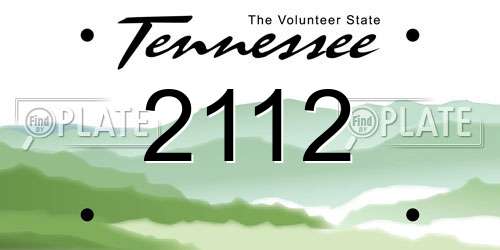 2112 Tennessee License Plate