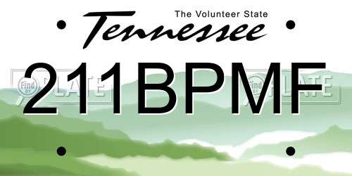 211BPMF Tennessee License Plate