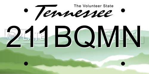 211BQMN Tennessee License Plate