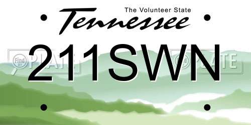 211SWN Tennessee License Plate