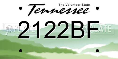 2122BF Tennessee License Plate