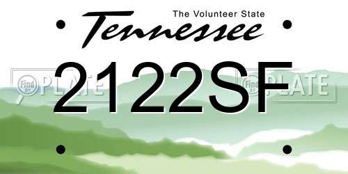 2122SF Tennessee License Plate