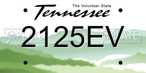 2125EV Tennessee License Plate
