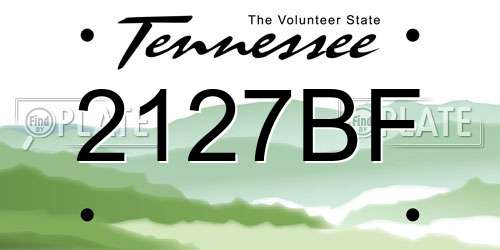 2127BF Tennessee License Plate