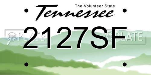 2127SF Tennessee License Plate