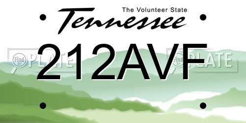 212AVF Tennessee License Plate