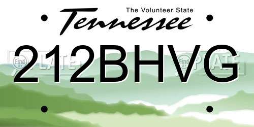 212BHVG Tennessee License Plate