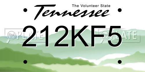 212KF5 Tennessee License Plate