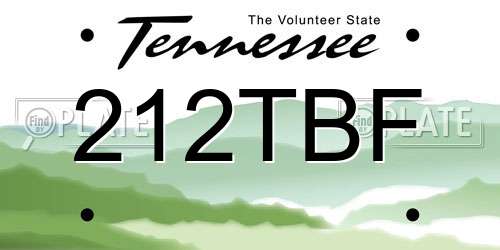 212TBF Tennessee License Plate