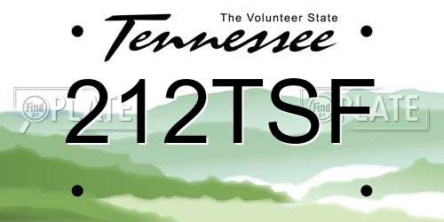 212TSF Tennessee License Plate