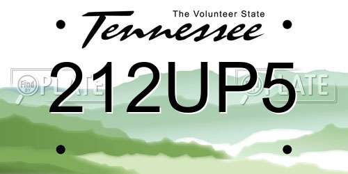 212UP5 Tennessee License Plate