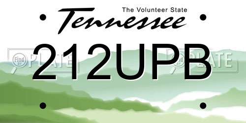 212UPB Tennessee License Plate