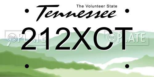 212XCT Tennessee License Plate