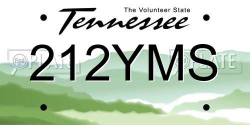 212YMS Tennessee License Plate