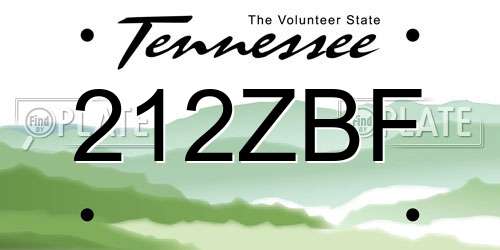 212ZBF Tennessee License Plate