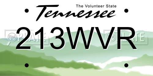213WVR Tennessee License Plate