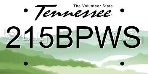 215BPWS Tennessee License Plate