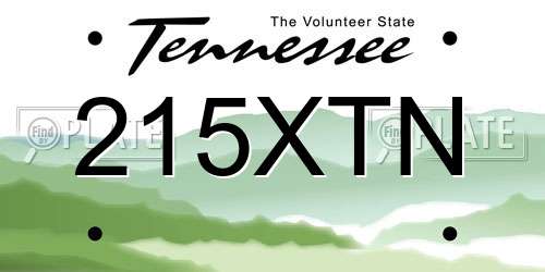 215XTN Tennessee License Plate