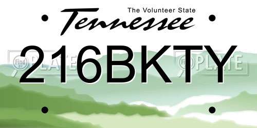216BKTY Tennessee License Plate
