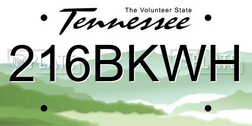 216BKWH Tennessee License Plate