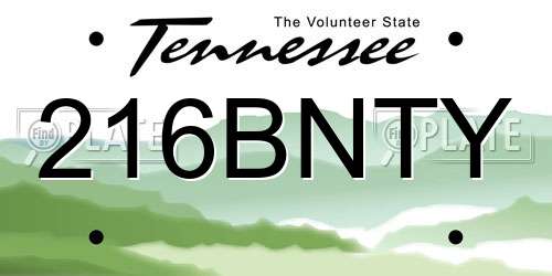 216BNTY Tennessee License Plate