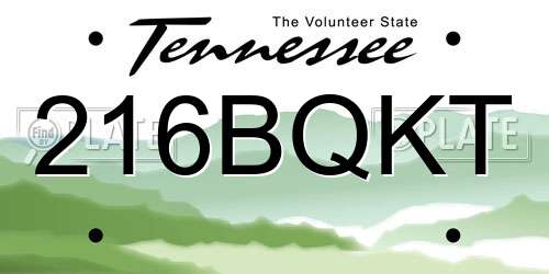216BQKT Tennessee License Plate