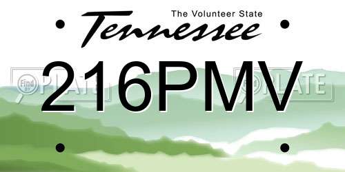 216PMV Tennessee License Plate