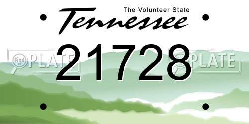 21728 Tennessee License Plate