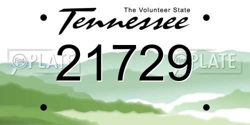 21729 Tennessee License Plate