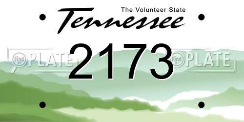 2173 Tennessee License Plate