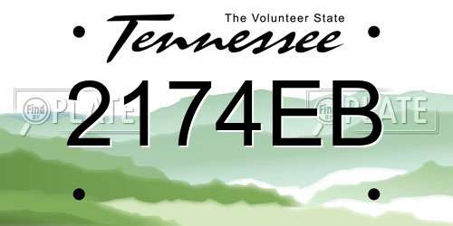 2174EB Tennessee License Plate