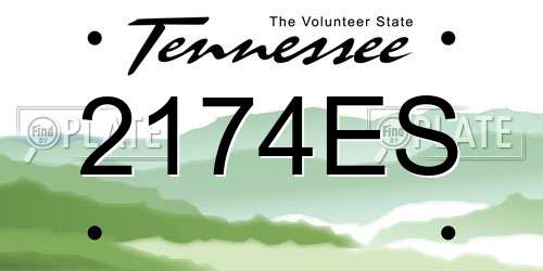 2174ES Tennessee License Plate