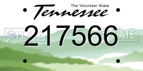 217566 Tennessee License Plate