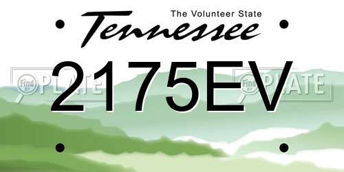 2175EV Tennessee License Plate