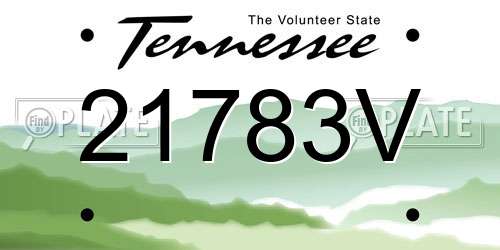 21783V Tennessee License Plate