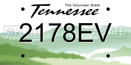 2178EV Tennessee License Plate