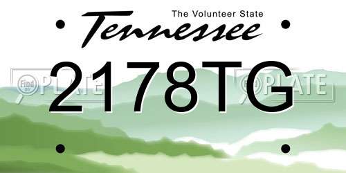 2178TG Tennessee License Plate