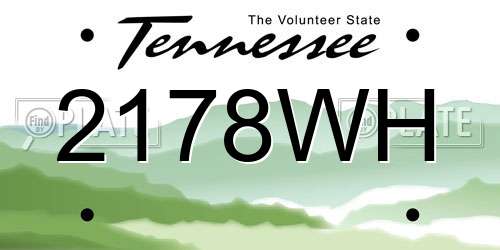 2178WH Tennessee License Plate