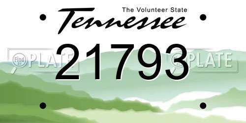 21793 Tennessee License Plate