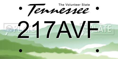 217AVF Tennessee License Plate