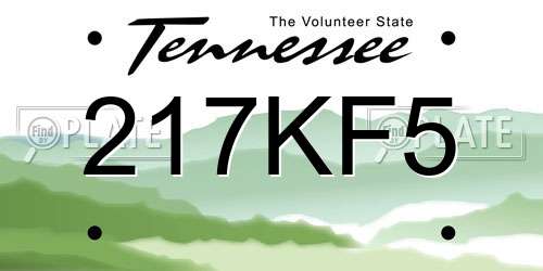 217KF5 Tennessee License Plate