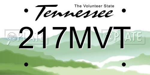 217MVT Tennessee License Plate