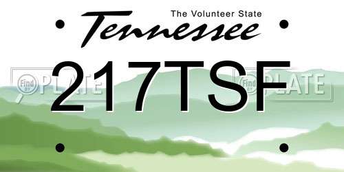 217TSF Tennessee License Plate