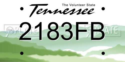 2183FB Tennessee License Plate