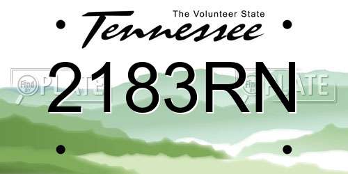 2183RN Tennessee License Plate