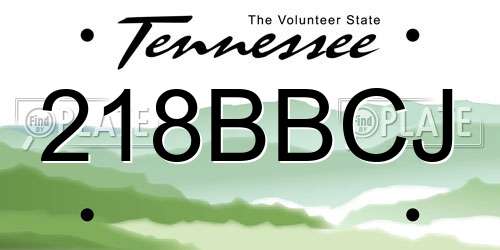 218BBCJ Tennessee License Plate