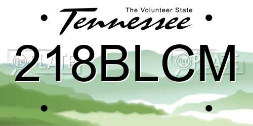218BLCM Tennessee License Plate