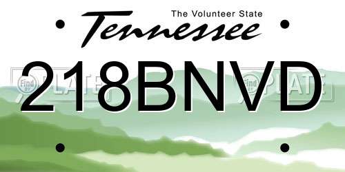 218BNVD Tennessee License Plate